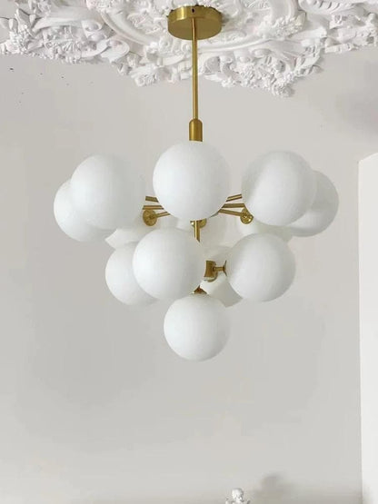 Lustra Aurie Eleganta Neoma 13 Globuri Albe G9