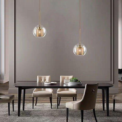 Pendul Auriu Annelise Glob Transparent D200 E27