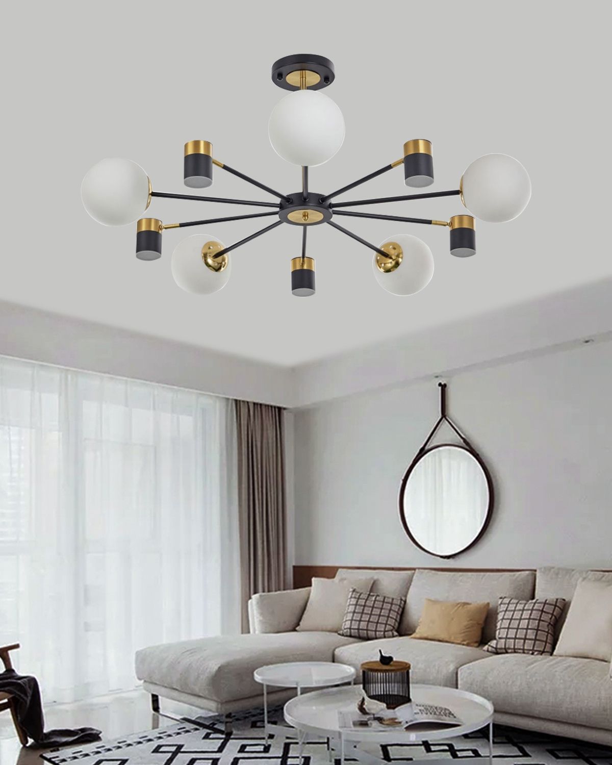 Lustra LED Neagra Aurie Vesta 5 Globuri Albe