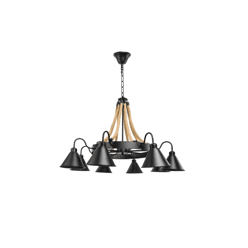 Lustra Rustica Cu Sfoara, Stil Industrial Dulie E27, Max 6 X 40W