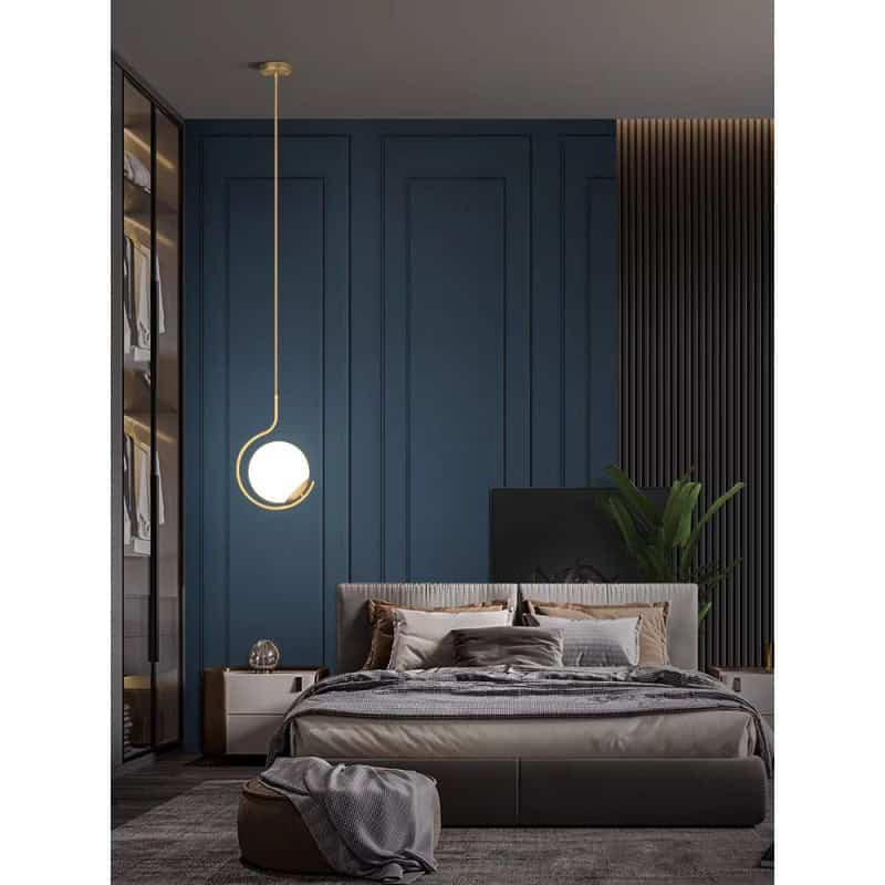 Lustra Glob Mat, Aurie, Pe Cablu, E27