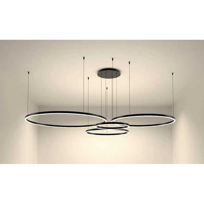 Lustra Led Neagra Pilar 4 Cercuri 60cm+50cm+40cm+30cm D1300 204W