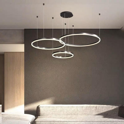 Lustra LED Neagra 3cecuri 60cm+40cm+30cm, Telecomanda