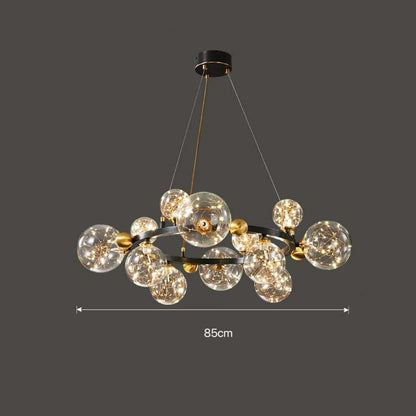 Lustra LED Olwen 12 Globuri Transparente 80W, 850mm