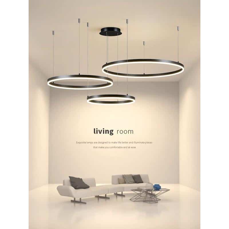 Lustra LED Neagra 3cecuri 80cm+60cm+40cm cu Telecomanda Wifi 2.4G