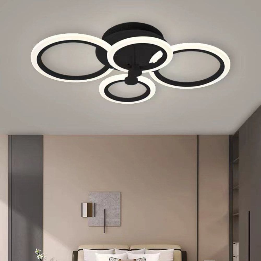 Lustra LED Elytria Black 4 cercuri Telecomanda 72W