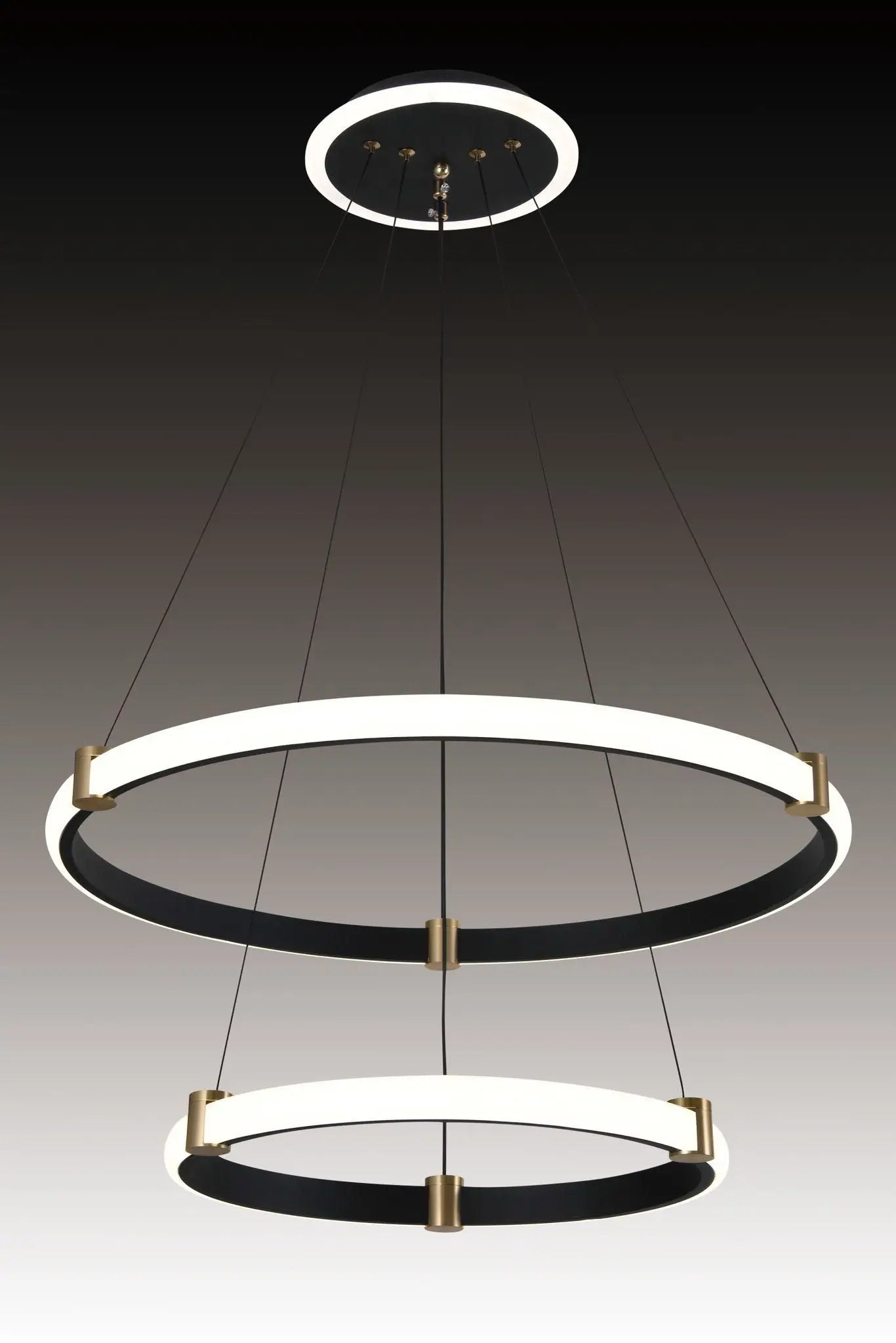Lustra LED Neagra Charis, 2 Cercuri 40cm + 60cm, Telecomandă