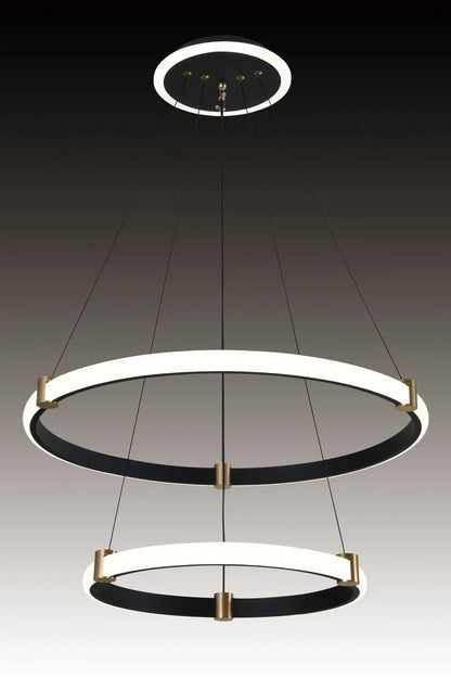 Lustra LED Neagra Charis, 2 Cercuri 40cm + 60cm, Telecomandă