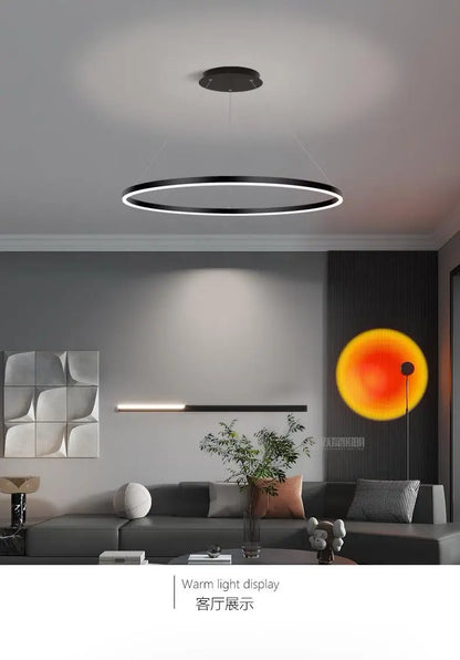 Lustra LED Neagră Dido, Suspendată cu Design de Cercuri, 120W