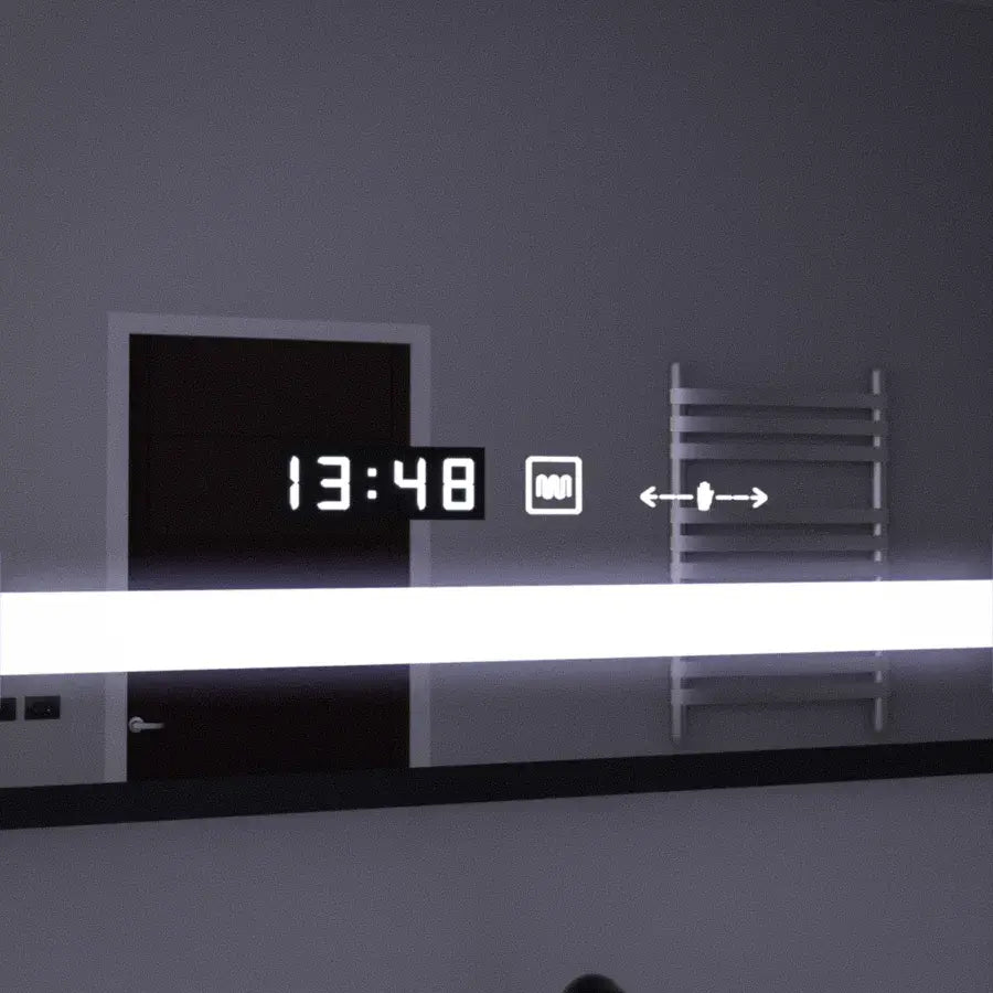 Oglinda LED Rectangulara, 120x80cm, Premium Senzor MotionGlow Marcello, Sistem Dezaburire, Ceas &amp; Termometru, Lupa Cosmetica, Dimabila