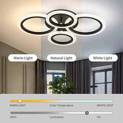 Lustra LED Elytria Black 4 cercuri Telecomanda 72W