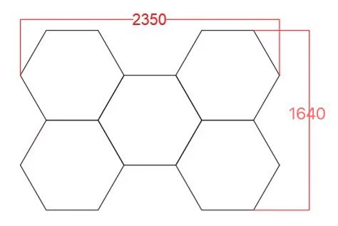 Tavan LED 5 Hexagoane Ysabel 192w 2350×1640mm
