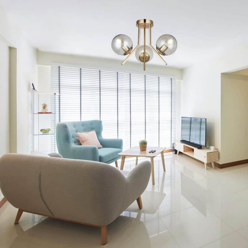 Lustra Aurie cu 3 Golburi Model Titan 3xE27 maxim 60W x3