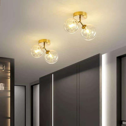 Lustra Aurie Zephea 2 Globuri Transparente G9 120×320×200mm