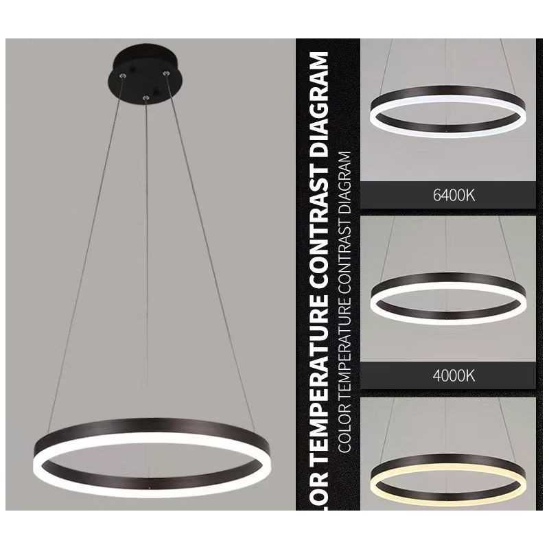 Lustra Led Suspendata Noella D400 80W Neagra