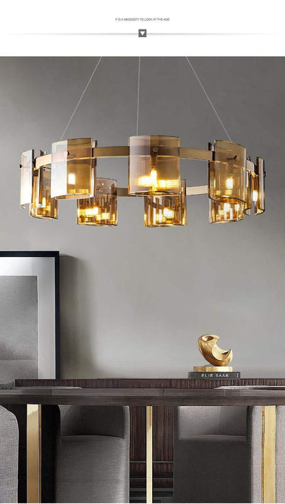Lustra LED Moderna 80 cm Sticla Aurie G9 X 9