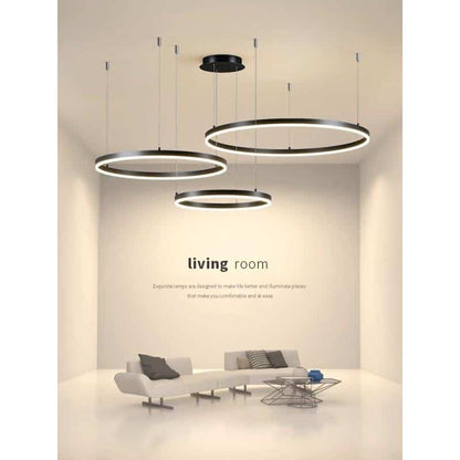 Lustra LED Neagra 3cecuri 60cm+40cm+30cm, Telecomanda