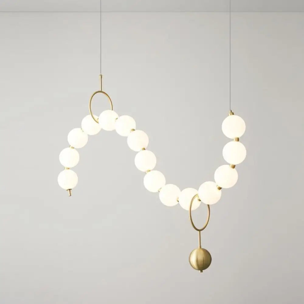 Lustra Capricia Perlată, Design Simplist, Globuri Albe Mat, Auriu