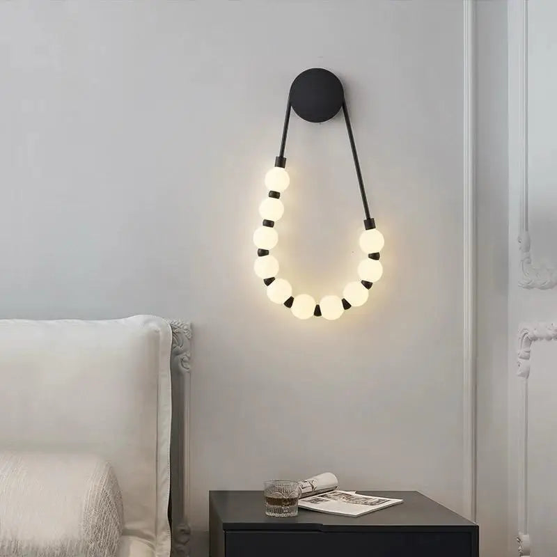 Aplica de Perete LED Cassia, Sirag Perle, 20W, Neagră Globuri Albe
