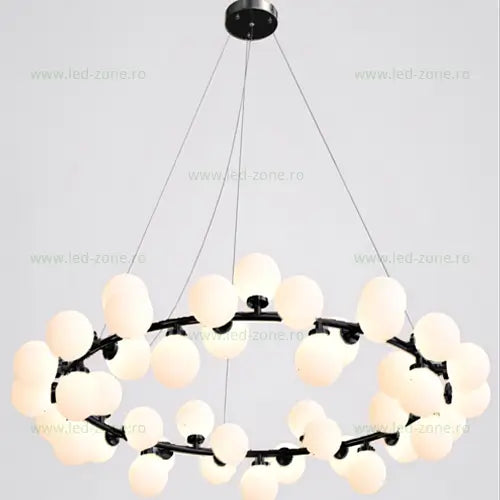 Candelabru Negru Elegant Galla, Modern, 45 de Globuri LED Albe