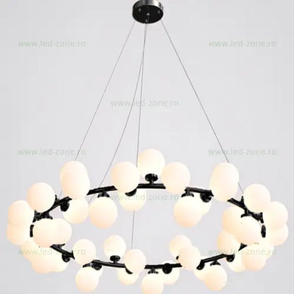 Candelabru Negru Elegant Galla, Modern, 45 de Globuri LED Albe