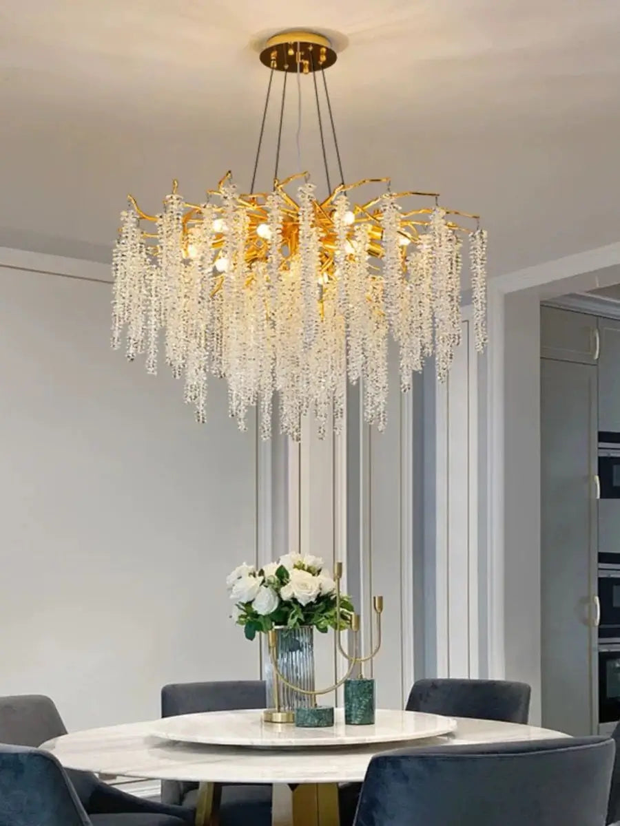 Candelabru Cristal LED Hadria, 80 cm, Auriu