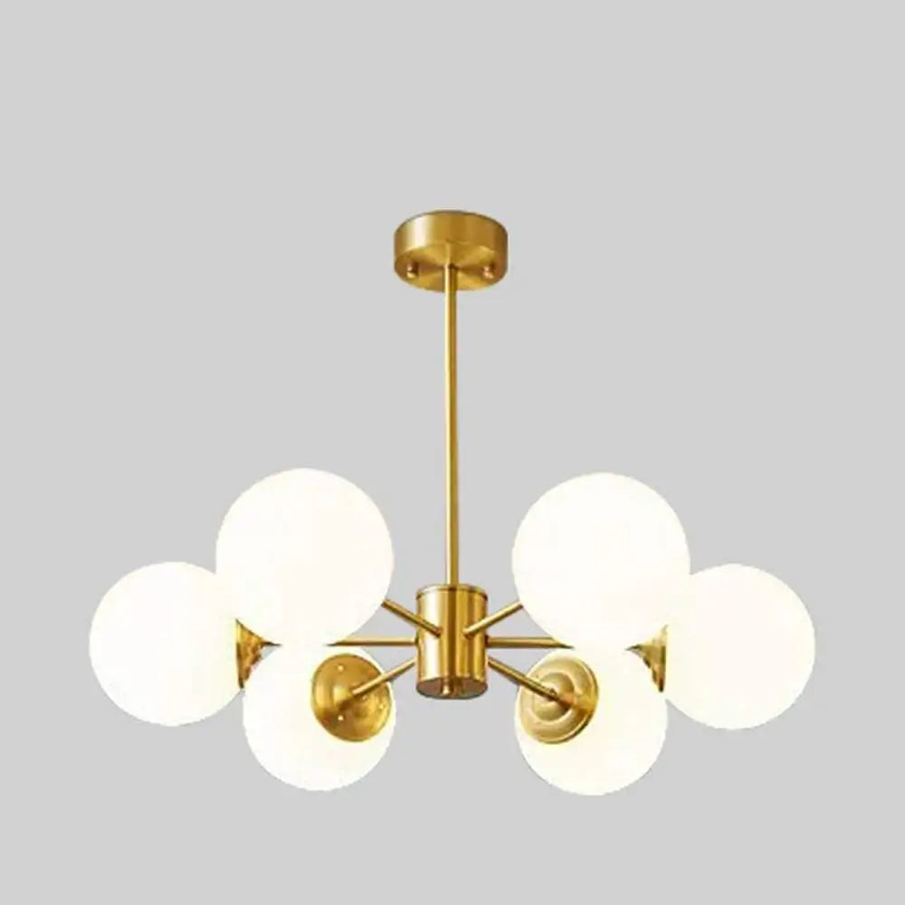 Lustra Modernă LED Aurie Lara, Stil Minimalist, Globuri Albe