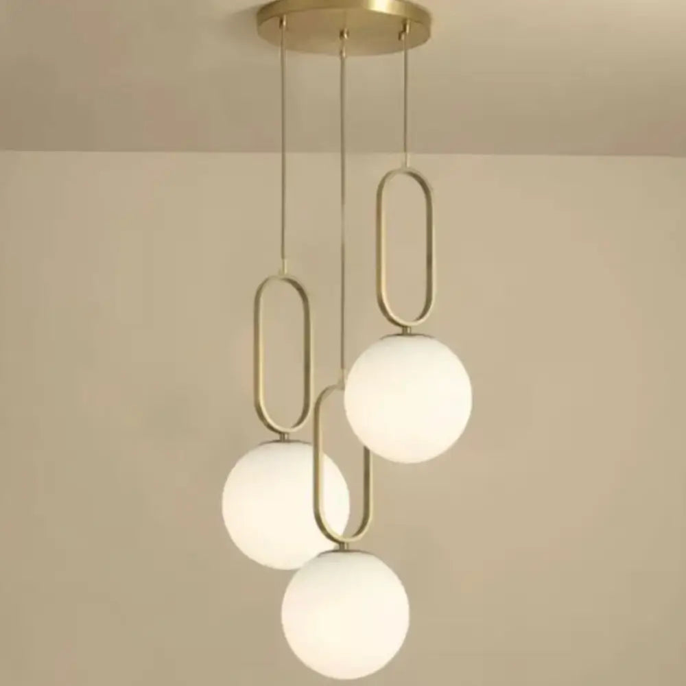 Lustra Aurie cu Globuri Albe Letitia, Stil Nordic, 40W