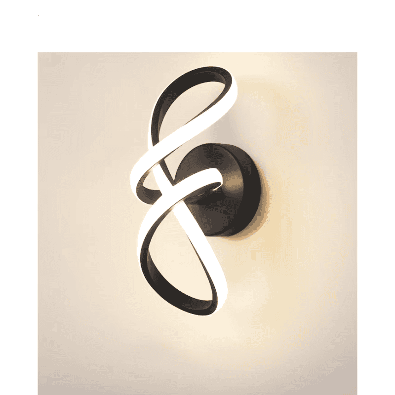 Aplica Led Neagra de Perete Spiral, 3 Functii Lumina