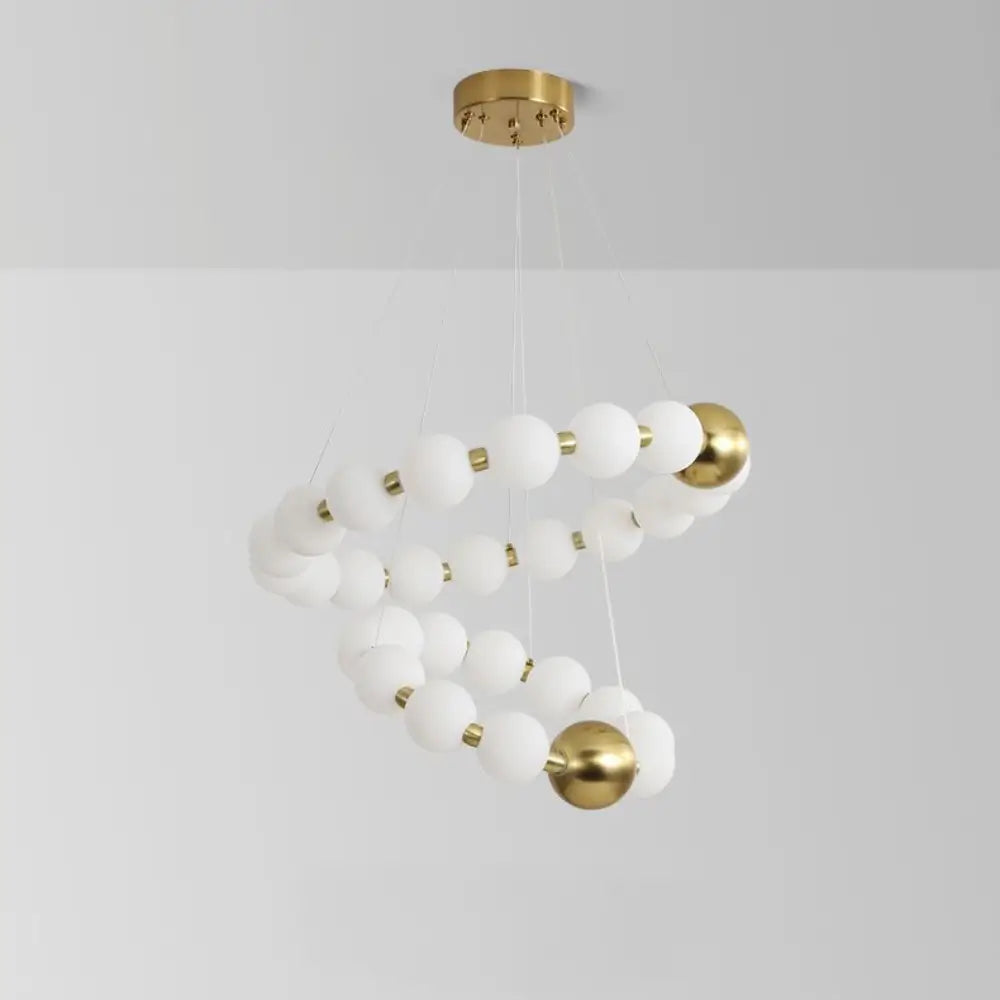 Lustra Calista Eleganta LED cu Globuri Albe Mat, Auriu