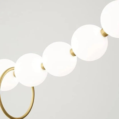 Lustra Camellia Suspendata Aurie cu Globuri Albe Mat
