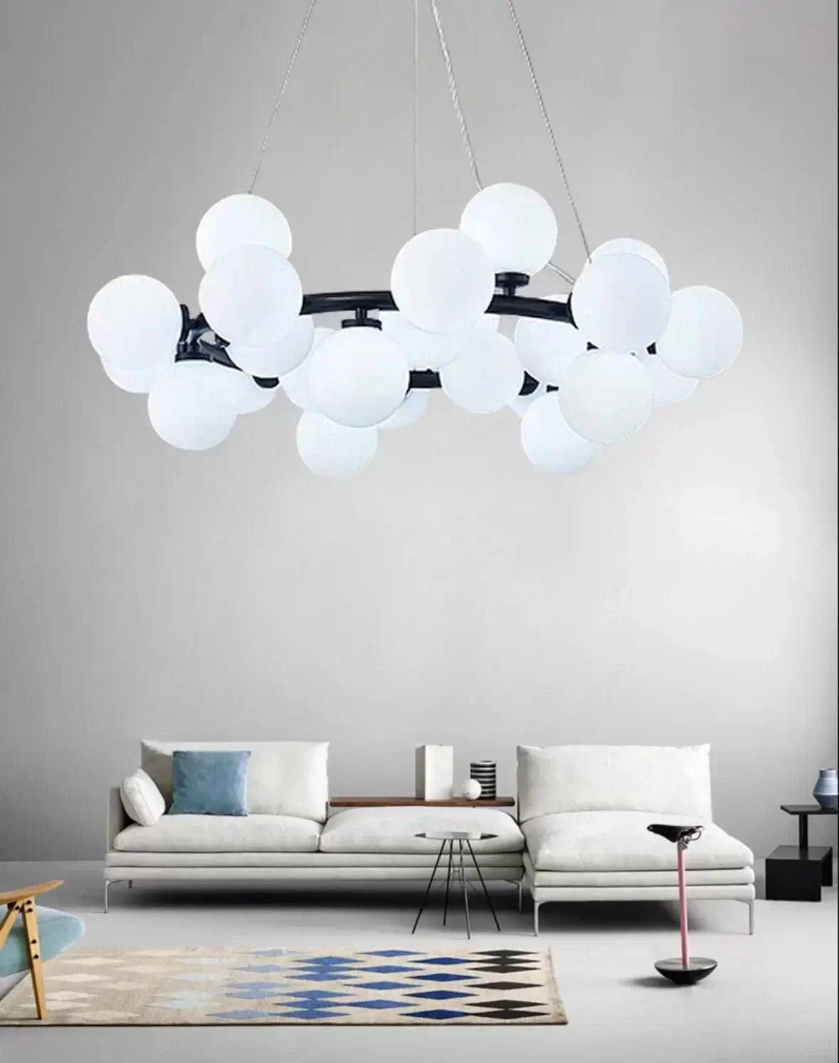 Candelabru Negru Elegant Galla, Modern, 45 de Globuri LED Albe