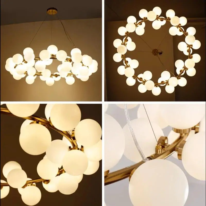 Candelabru Auriu Elegant Gemina, Modern, 45 de Globuri LED Albe