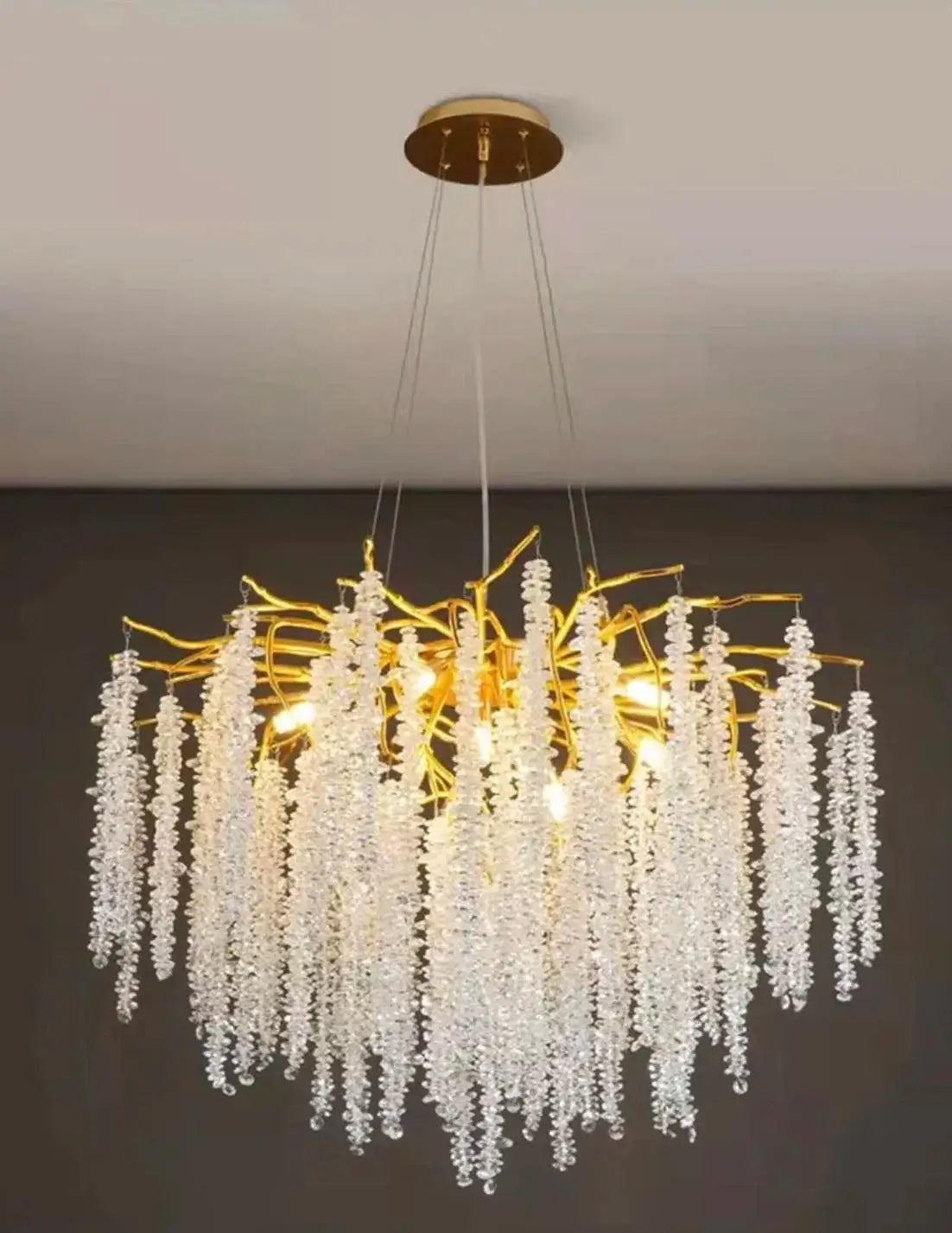 Candelabru Cristal LED Hadria, 80 cm, Auriu