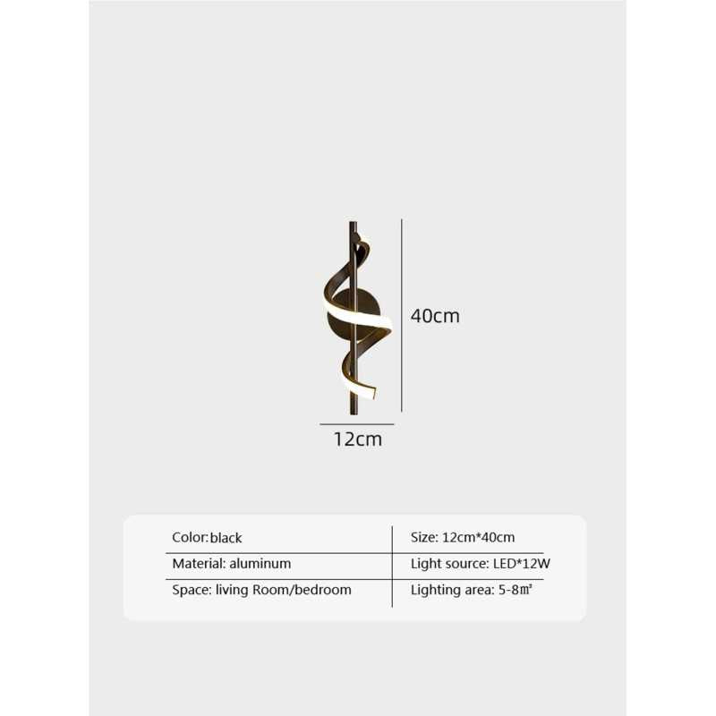 Aplica Led Ridley 12W Neagra de Perete