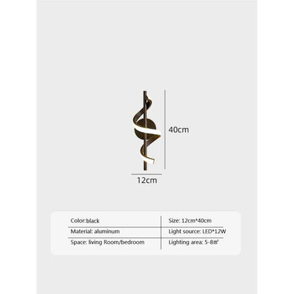 Aplica Led Ridley 12W Neagra de Perete