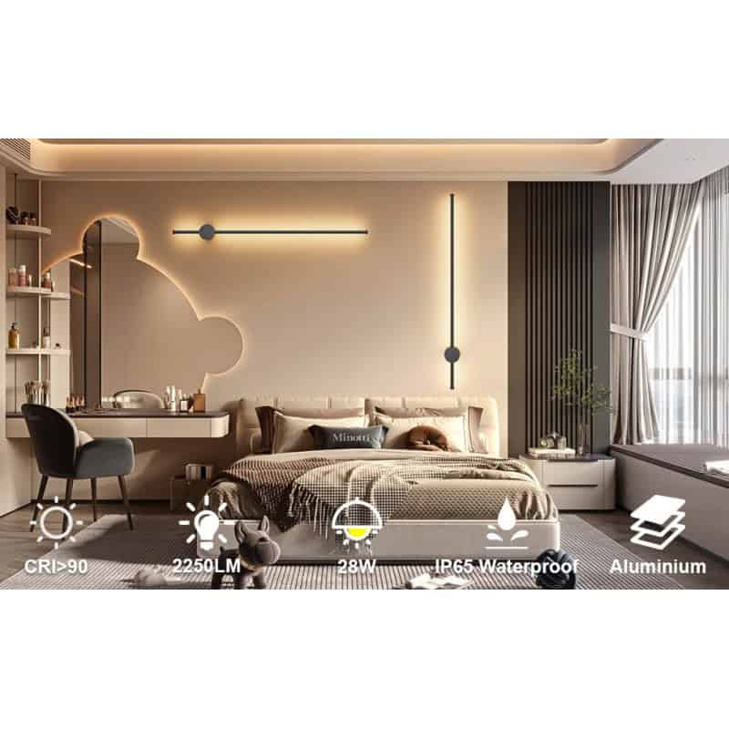 Aplica LED Neagra 60cm Sabina, Moderna 22W