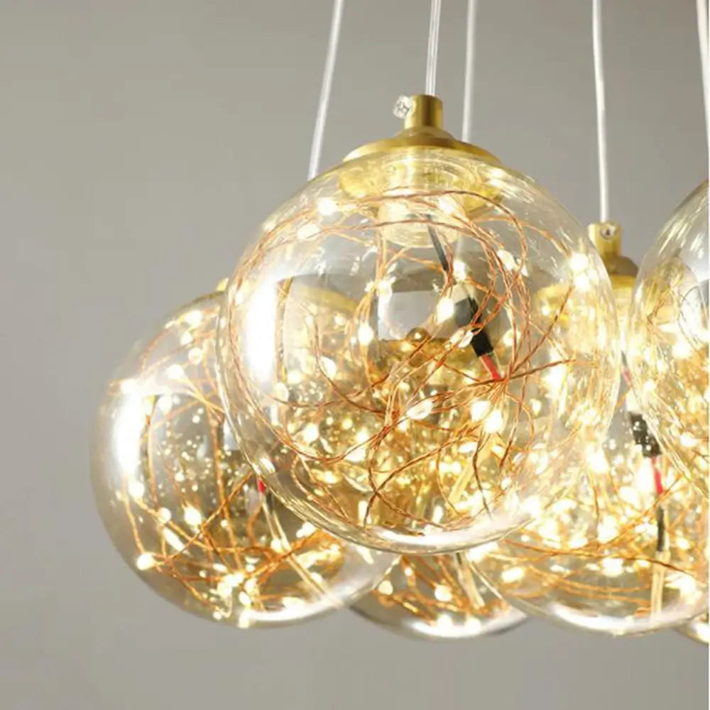 Lustra Aquila LED Eleganta, Aurie, 7 Globuri, 42W