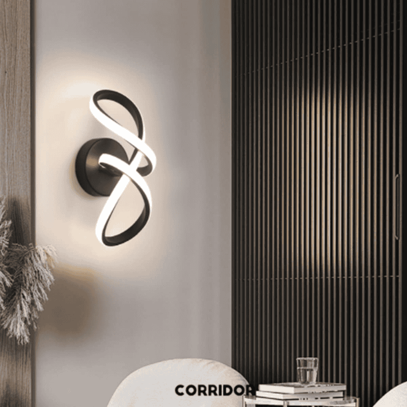 Aplica Led Neagra de Perete Spiral, 3 Functii Lumina