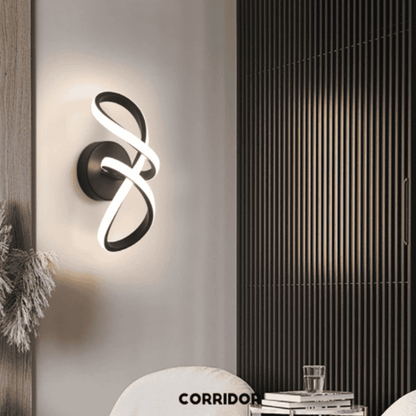 Aplica Led Neagra de Perete Spiral, 3 Functii Lumina