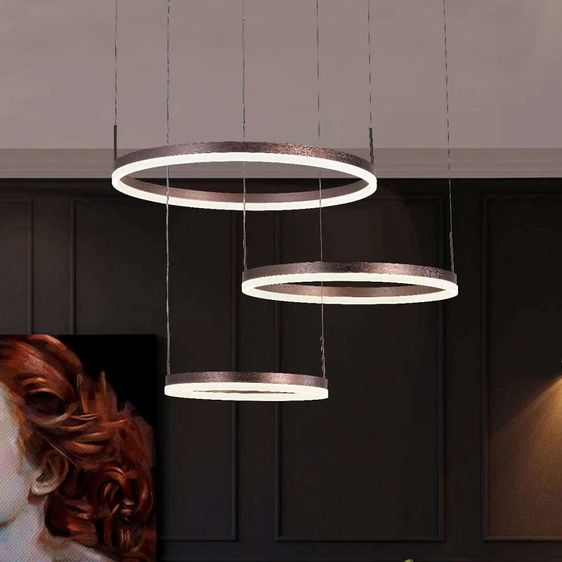 Lustra LED Elynette Brown 3 Circle Telecomanda