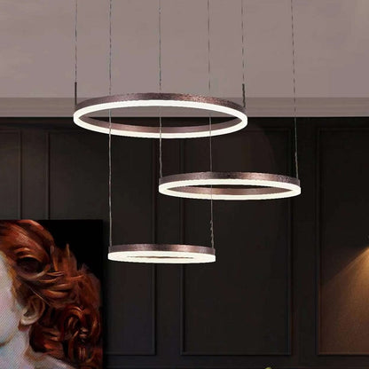 Lustra LED Elynette Brown 3 Circle Telecomanda