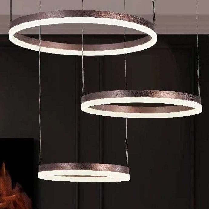 Lustra LED Elynette Brown 3 Circle Telecomanda