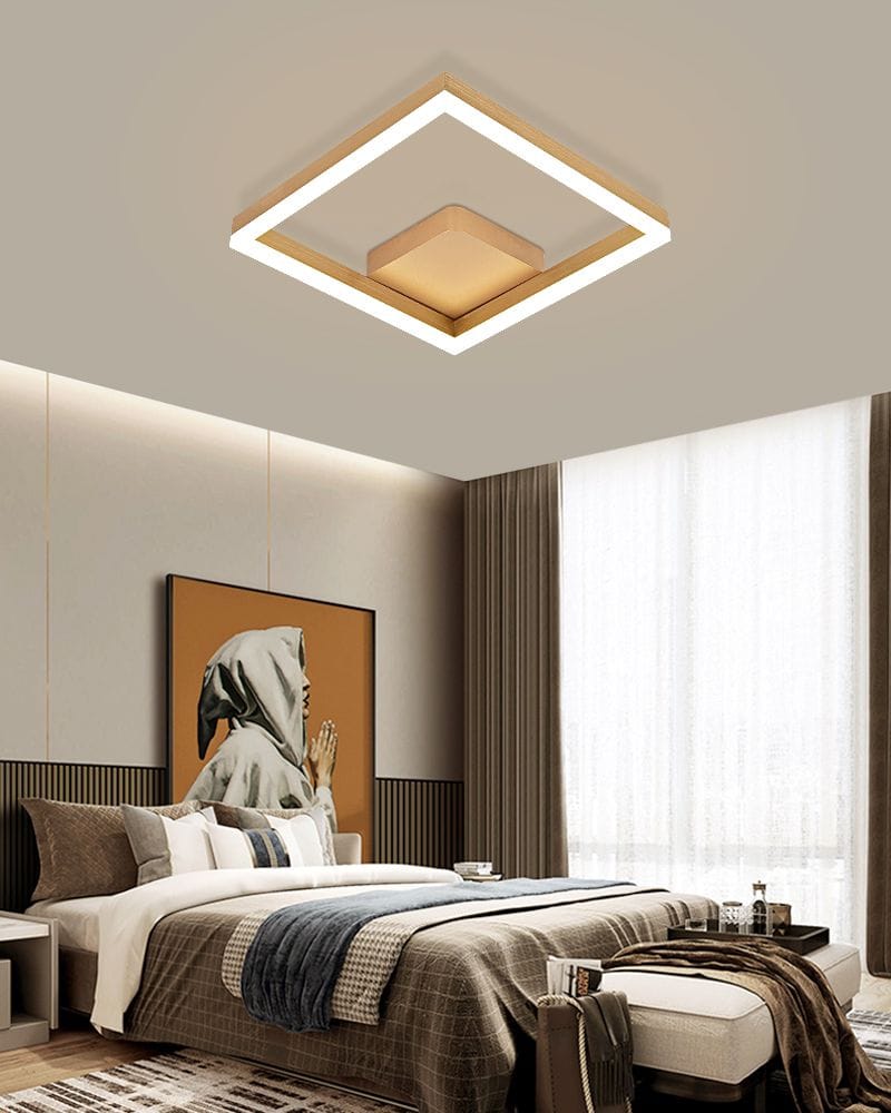 Lustra LED Moderna Patrat, Telecomanda Wifi 2.4G Aurie