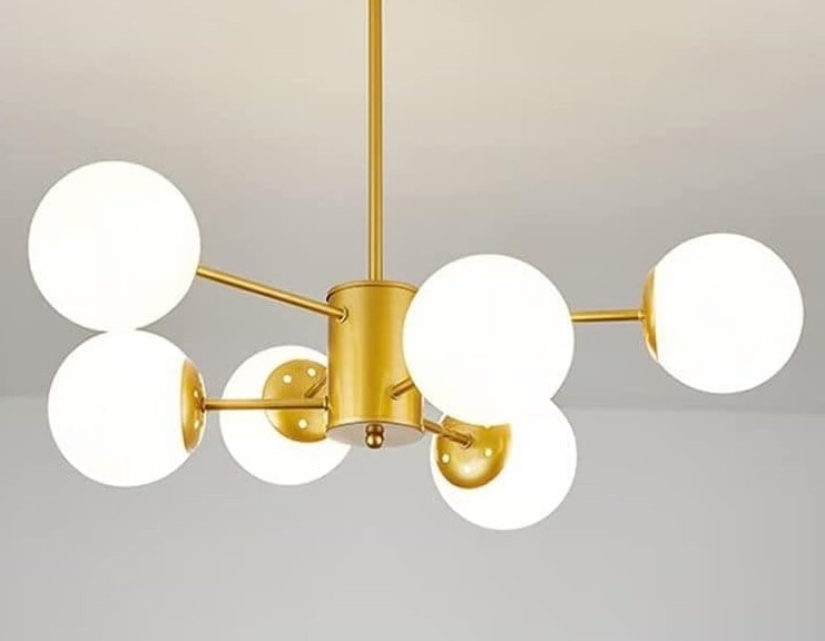 Lustra Elysa Gold 6 Globuri Albe Mat E27 Max 60w/Bec