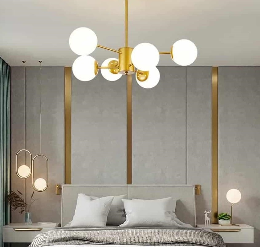 Lustra Elysa Gold 6 Globuri Albe Mat E27 Max 60w/Bec