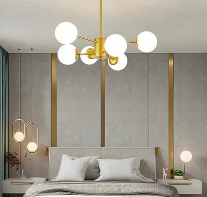 Lustra Elysa Gold 6 Globuri Albe Mat E27 Max 60w/Bec