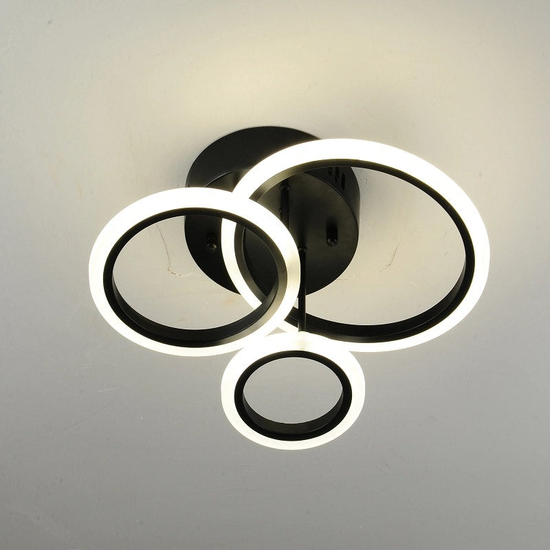 Lustra LED Ilyria Black 3 Circle 74W Telecomanda