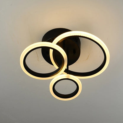 Lustra LED Ilyria Black 3 Circle 74W Telecomanda