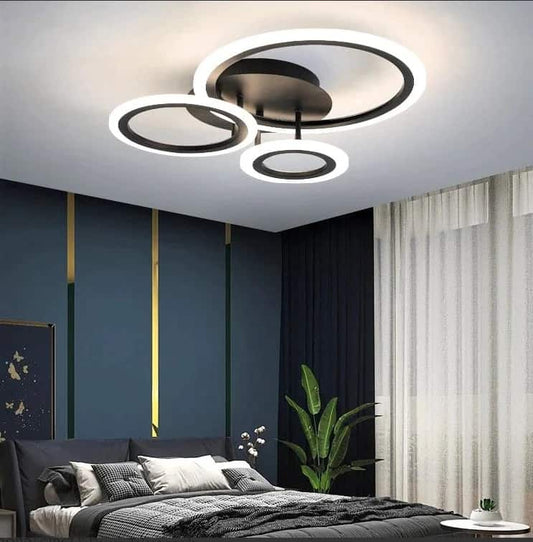 Lustra LED Ilyria Black 3 Circle 74W Telecomanda